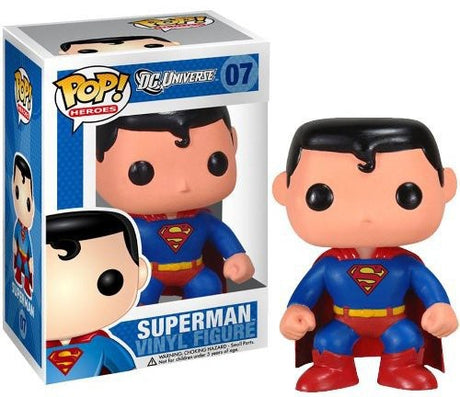 a superman pop vinyl figure in a box