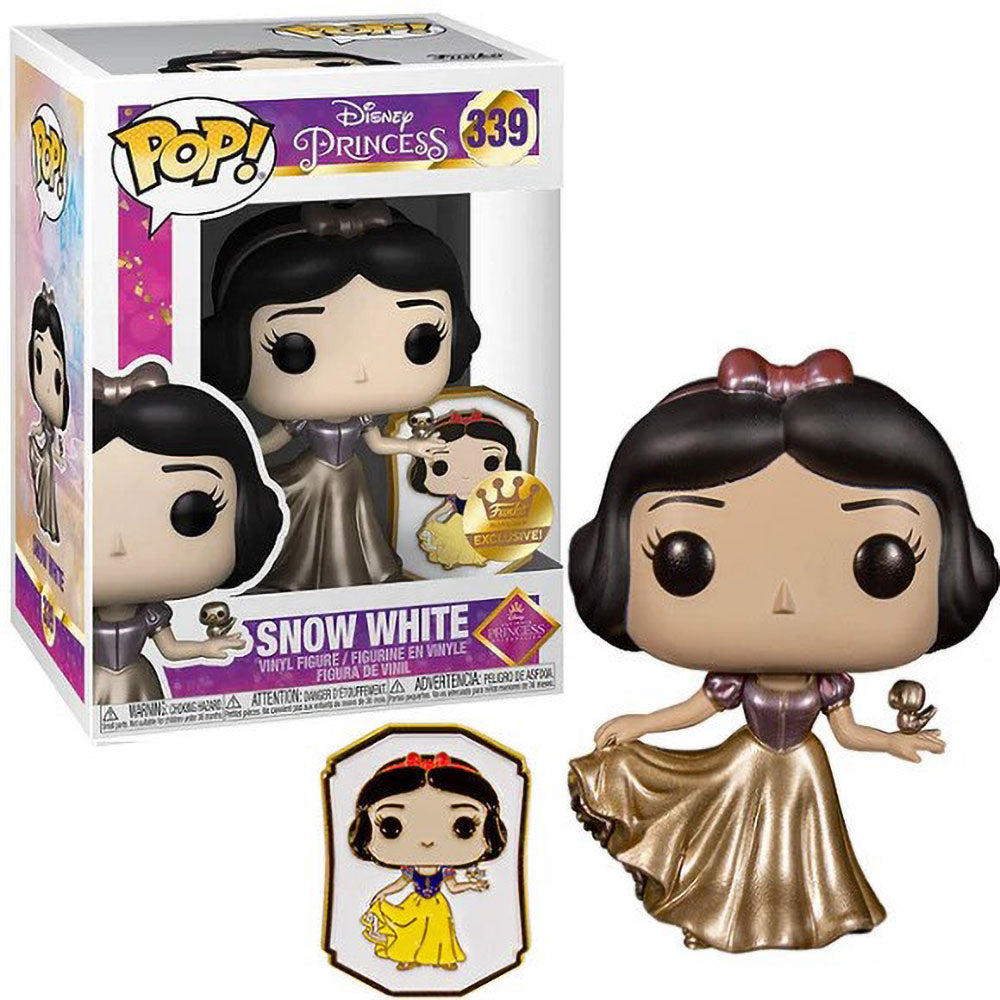 Funko POP! Disney Princess Snow White 339 (Metallic) (with Enamel Pin)