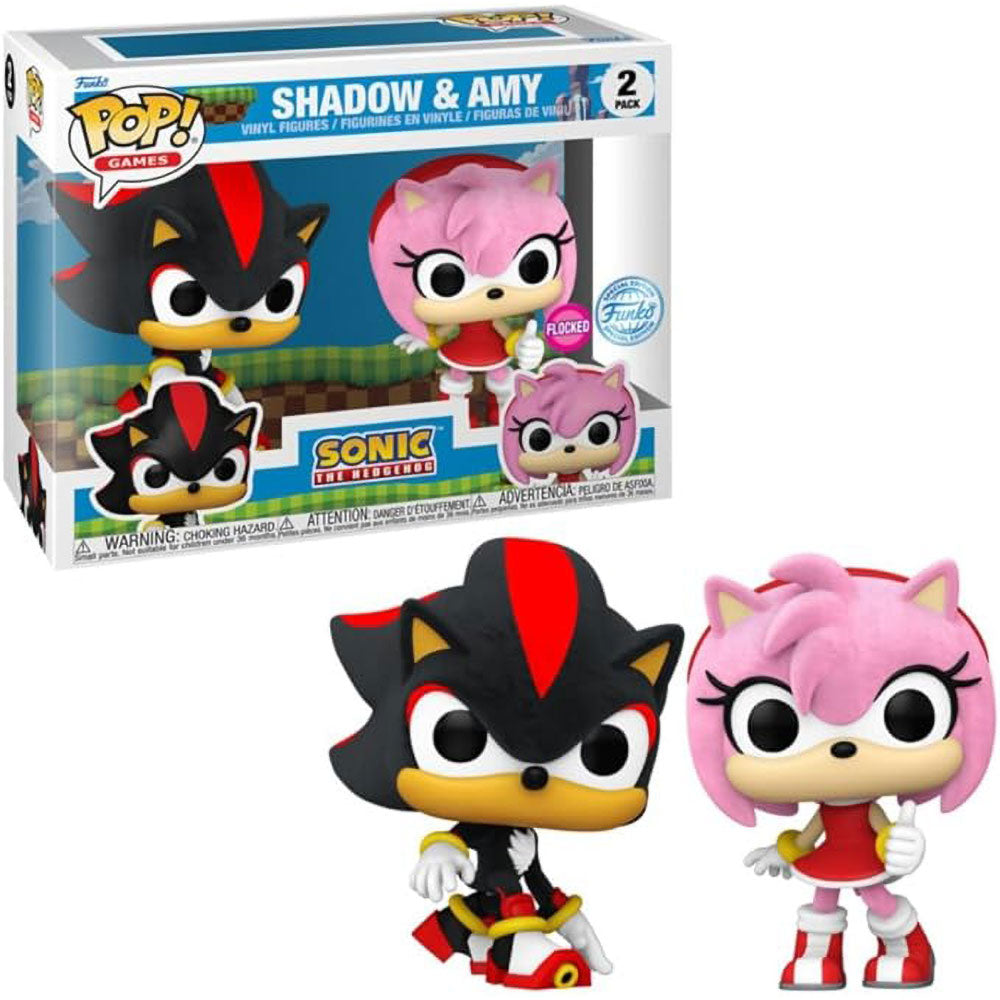 Funko POP! Sonic the Hedgehog Shadow and Amy 2 Pack (Flocked)