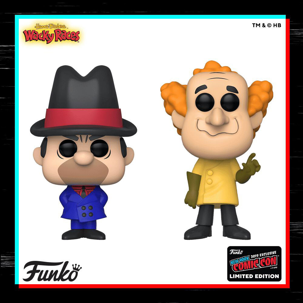 Funko POP! Hanna Barbera Wacky Races Clyde and Professor Pat Pending 601 and 602 (Comic Con Sticker)