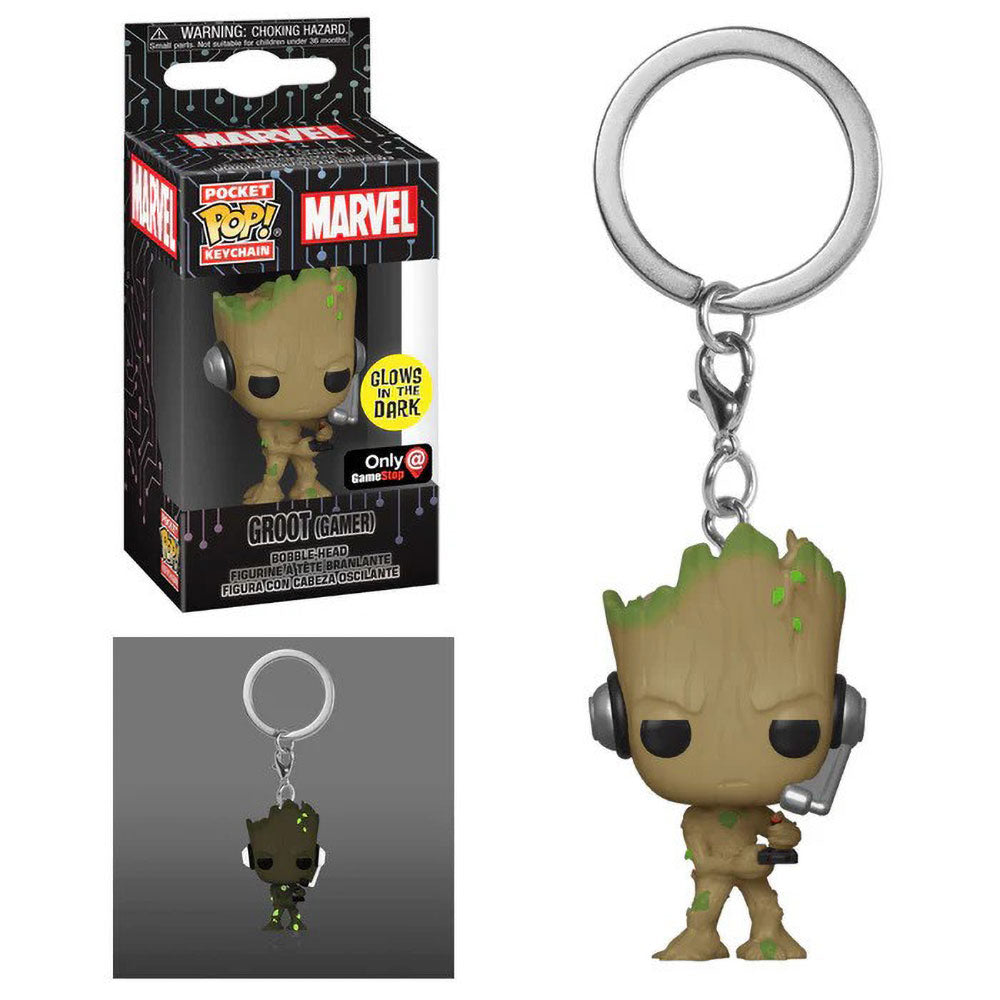 Funko POP! Marvel Groot (Gamer) Keychain (GITD)