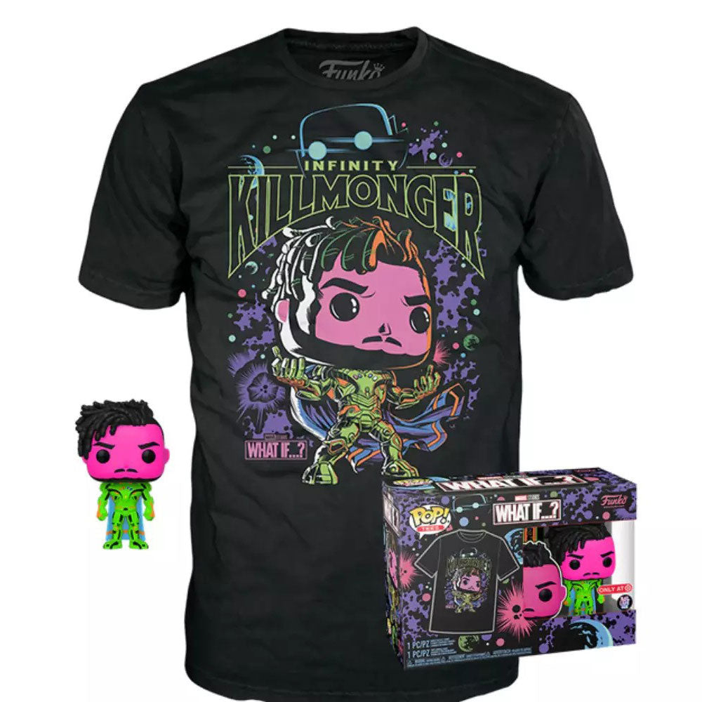 Funko POP! Marvel What If...? Infinity Killmonger Tee Bundle (Large) (Blacklight Reactive)