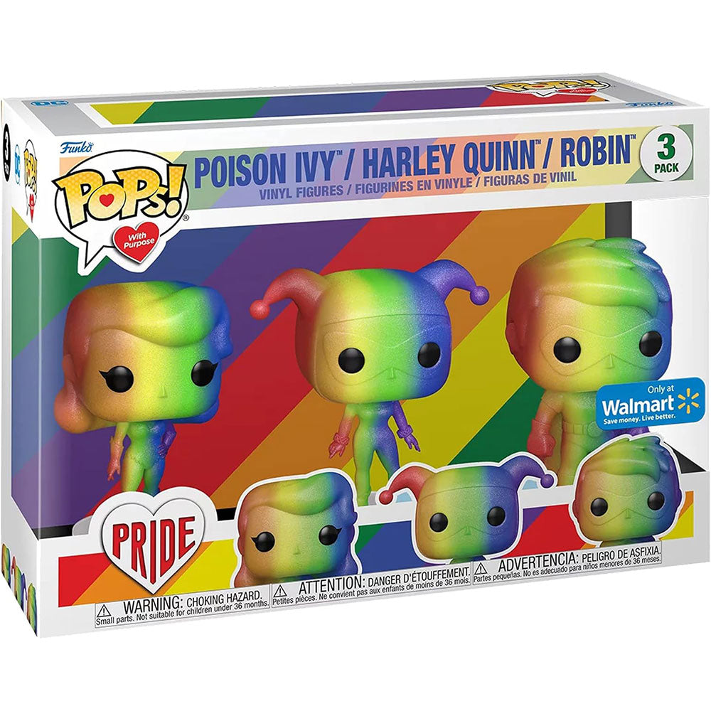 Funko POP! Pride DC Poison Ivy Harley Quinn and Robin (Rainbow) 3 Pack